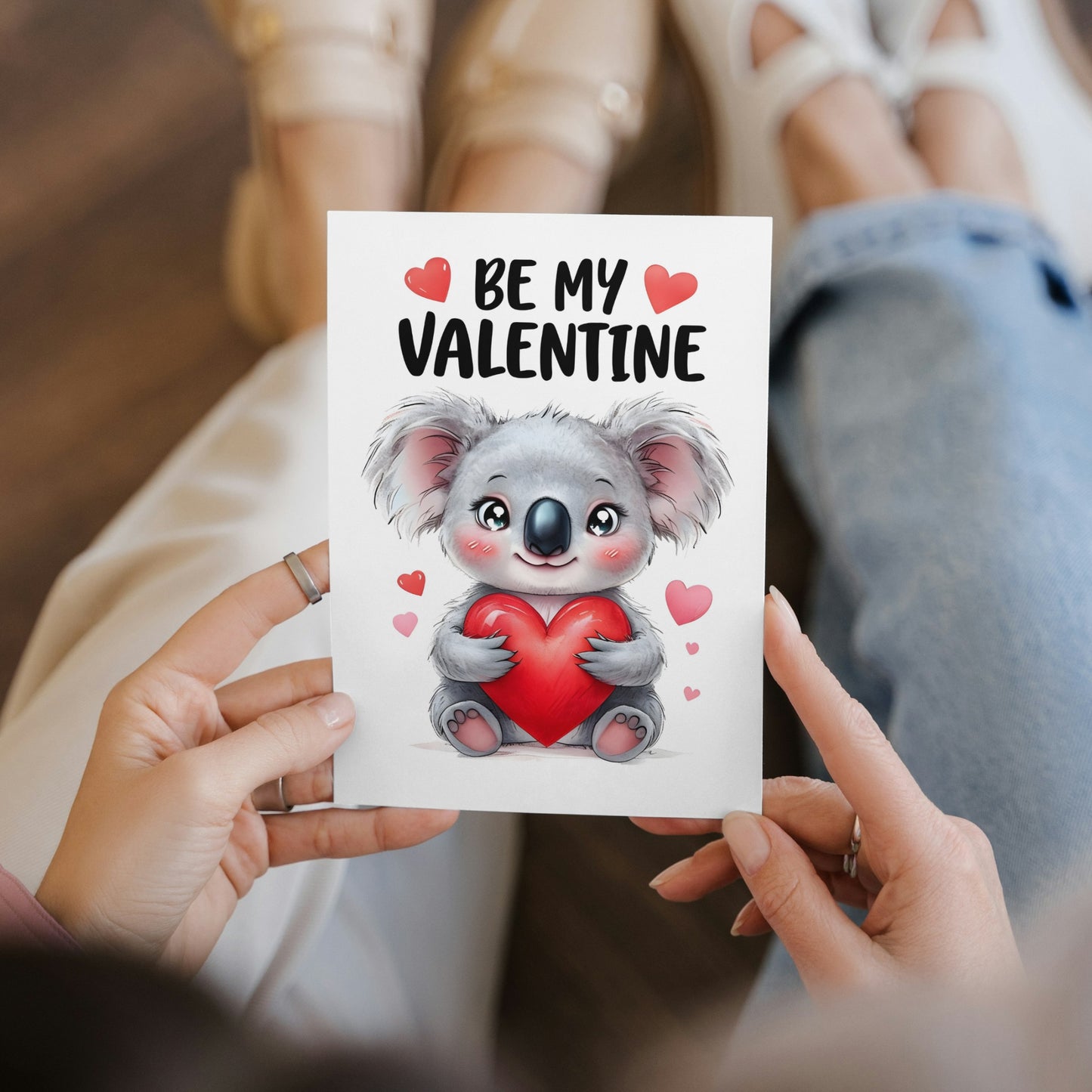 Cute Koala - Folded Valentine's Day Card - Digital Download - Print at Home