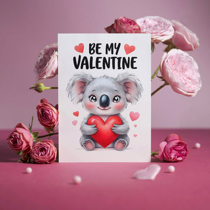 Cute Koala - Folded Valentine's Day Card - Digital Download - Print at Home