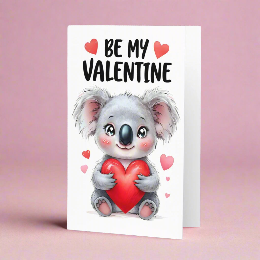 Cute Koala - Folded Valentine's Day Card - Digital Download - Print at Home