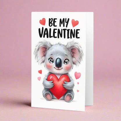 Cute Koala - Folded Valentine's Day Card - Digital Download - Print at Home