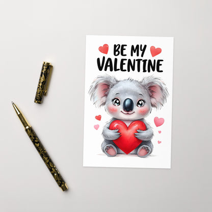 Cute Koala - Folded Valentine's Day Card - Digital Download - Print at Home