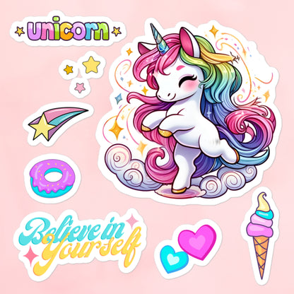 Believe in Yourself - Dancing Unicorn Sticker Sheet