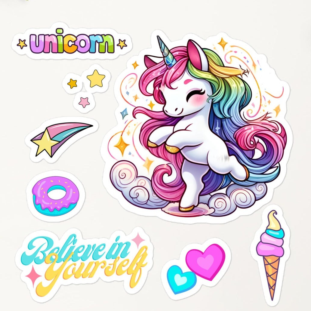 believe in yourself Unicorn sticker set