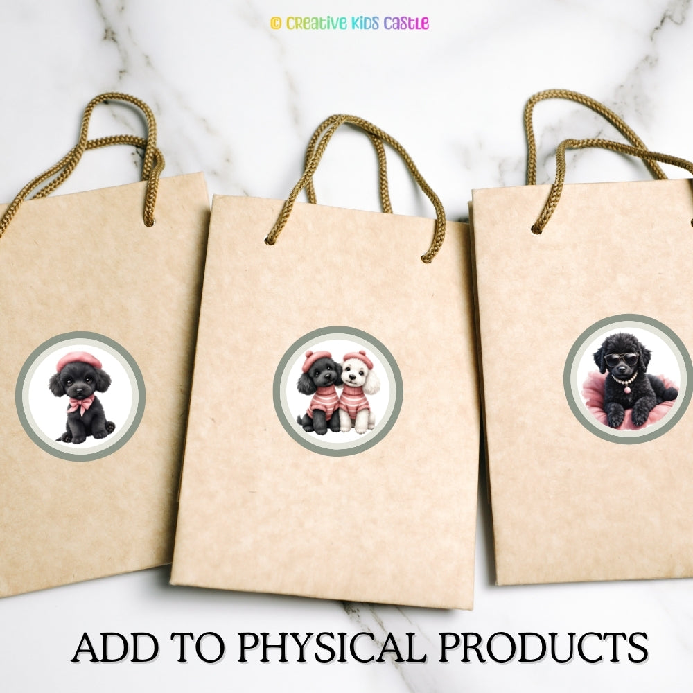 Black Fashion Poodle Clipart PNG Bundle