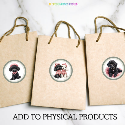 Black Fashion Poodle Clipart PNG Bundle