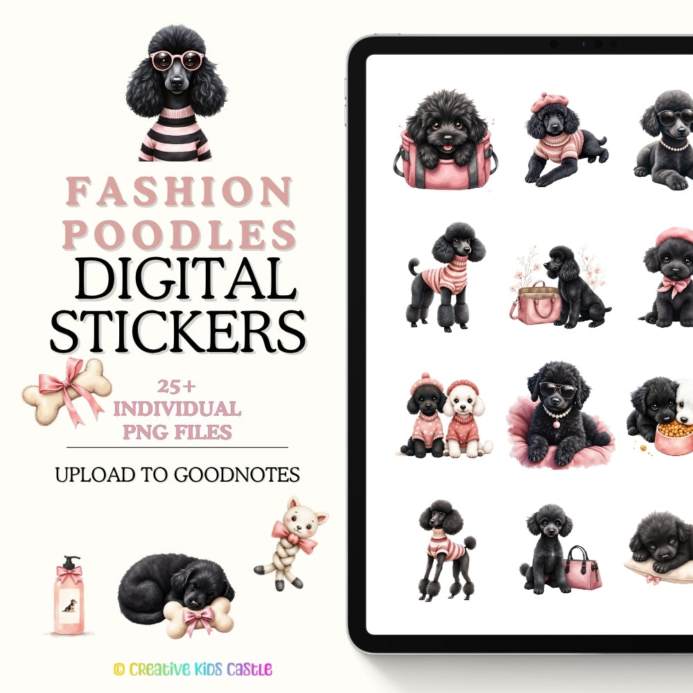 Black Fashion Poodle Clipart PNG Bundle