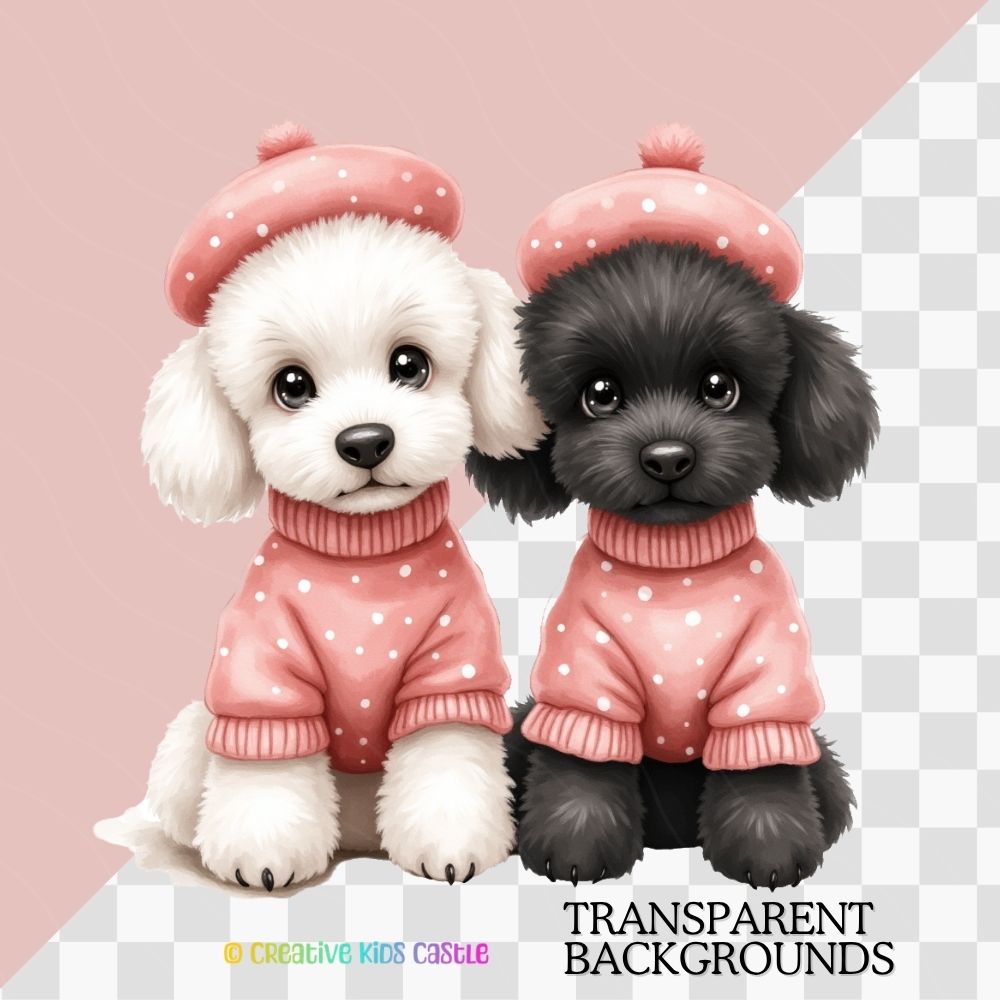 Black Fashion Poodle Clipart PNG Bundle