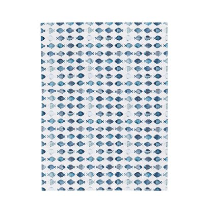 Blue School of Fish Cozy Plush Picnic Blanket