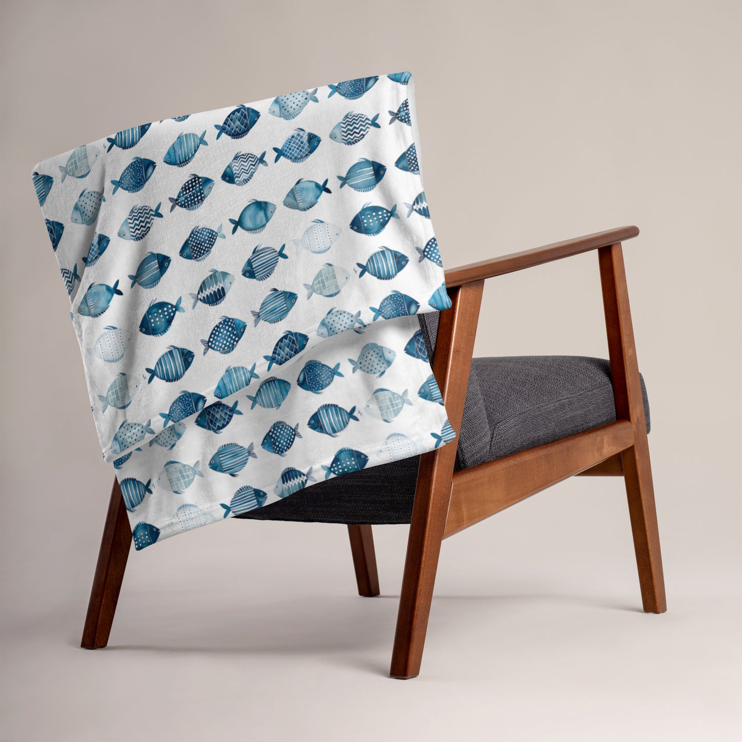 Blue School of Fish Cozy Plush Picnic Blanket