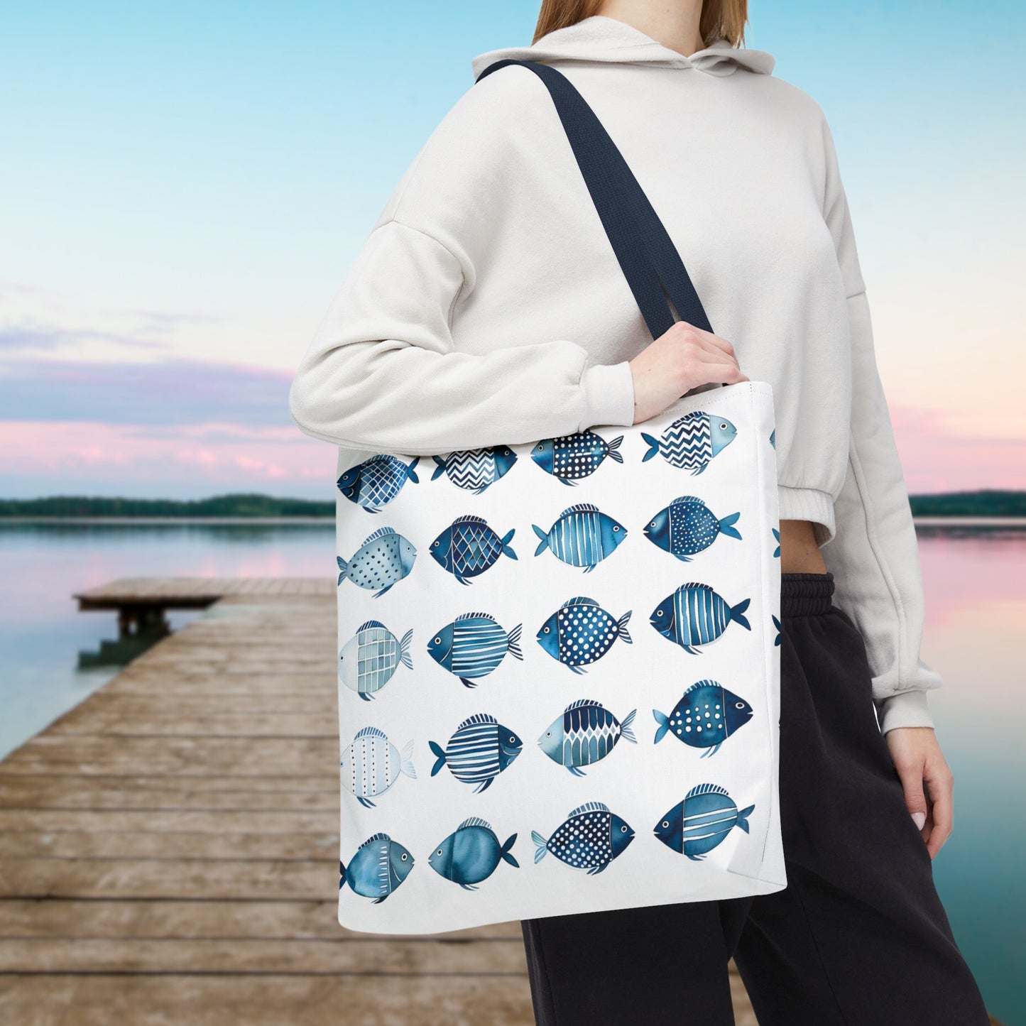 Blue School of Fish Nautical Tote Bag
