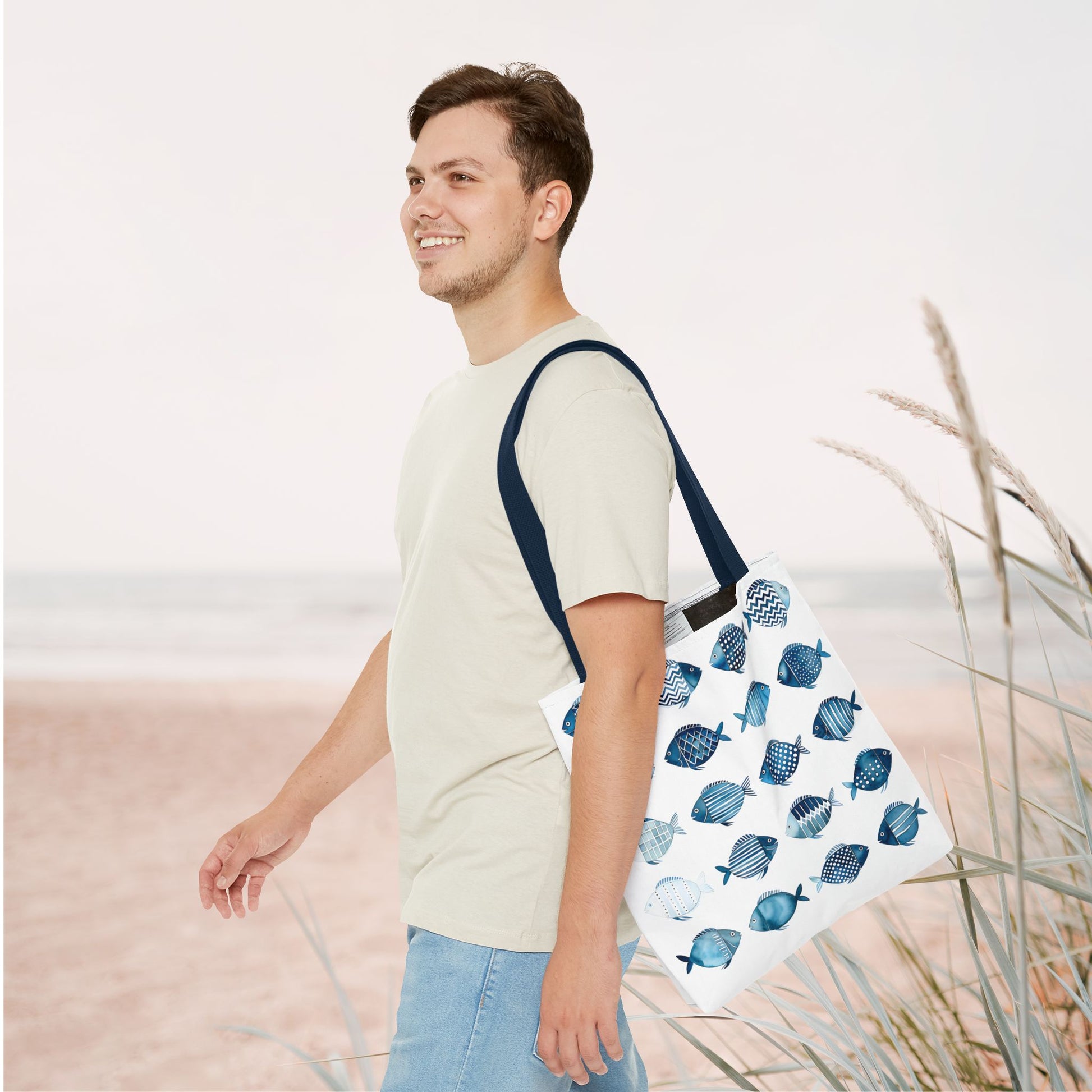 Blue School of Fish Nautical Tote Bag