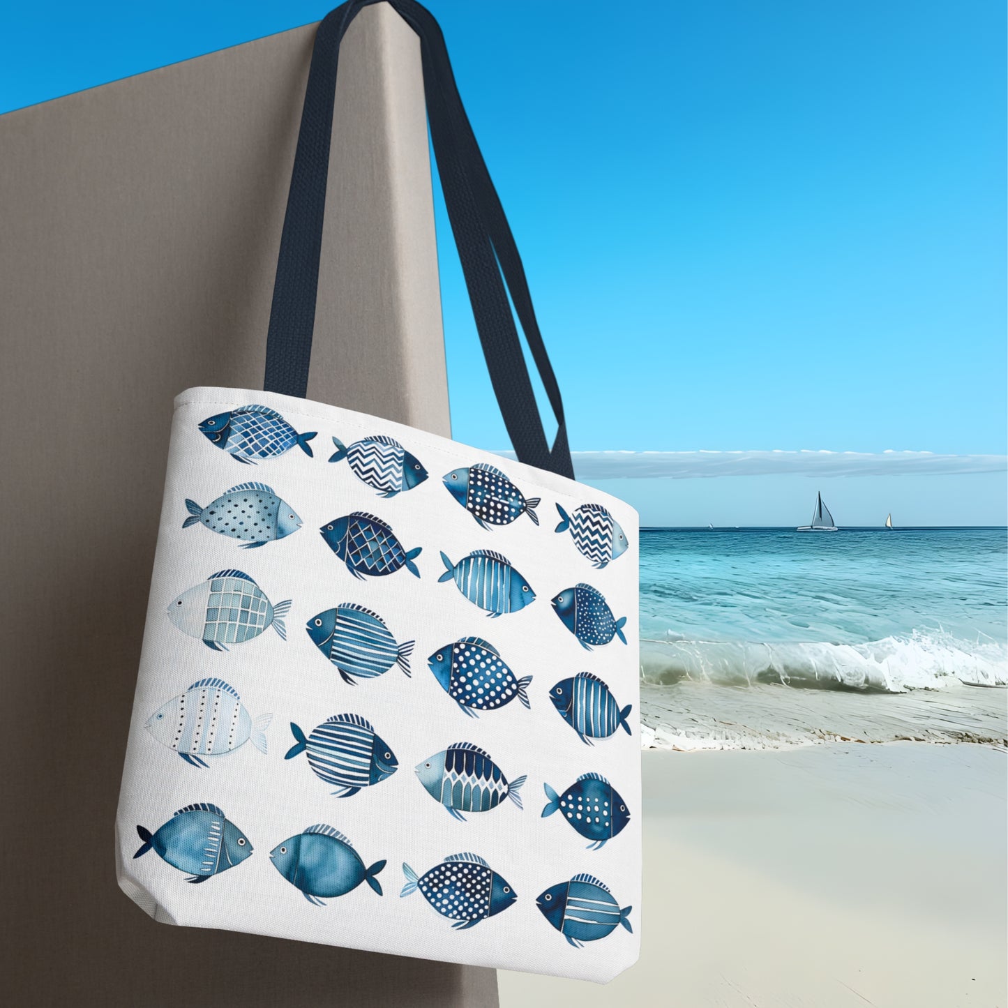 Blue School of Fish Nautical Tote Bag