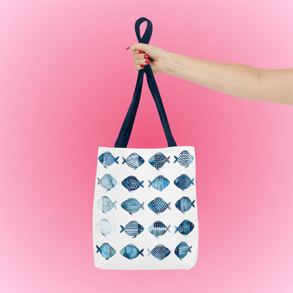 Blue School of Fish Nautical Tote Bag