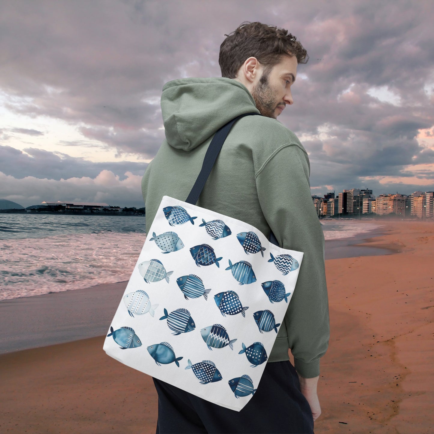 Blue School of Fish Nautical Tote Bag