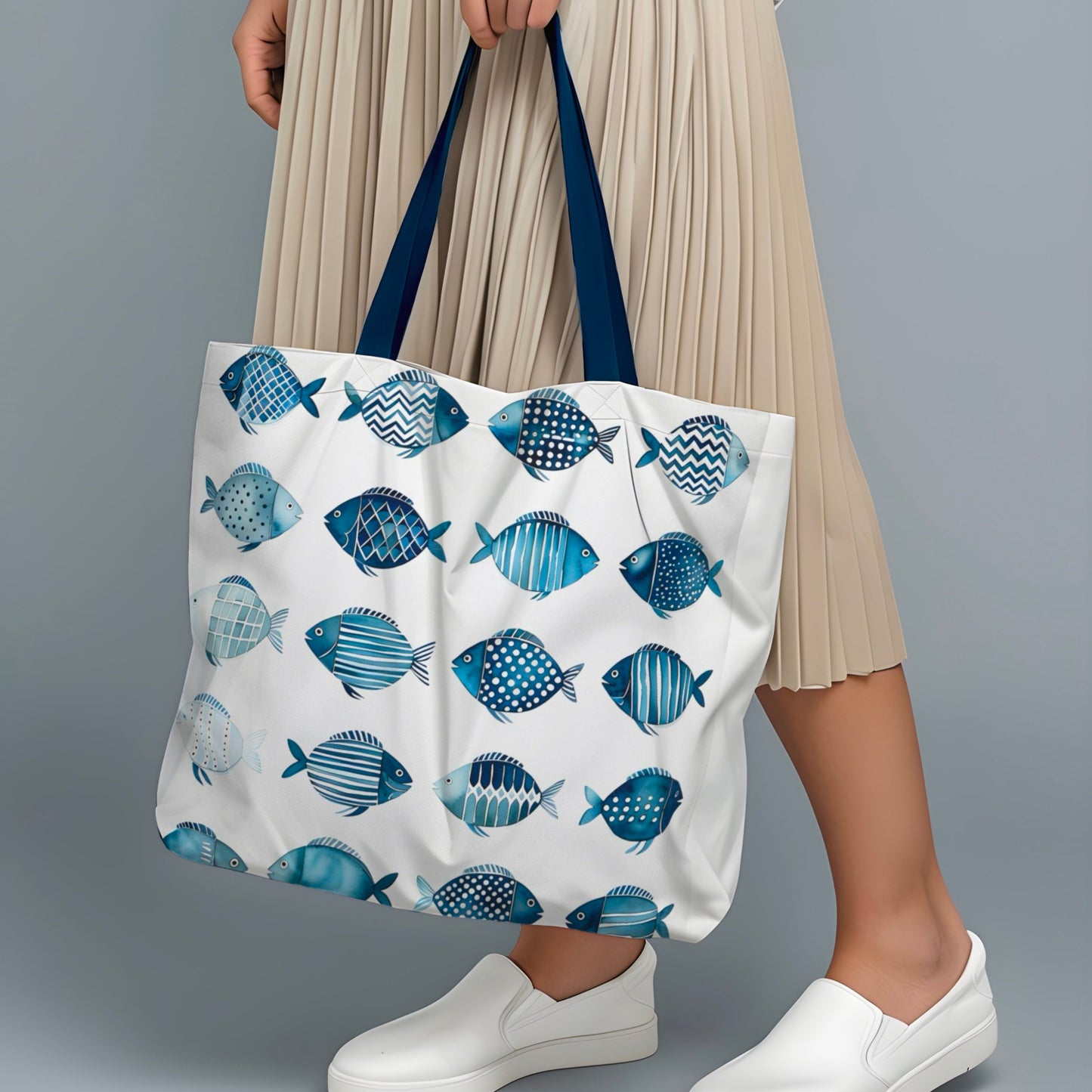 Blue School of Fish Nautical Tote Bag