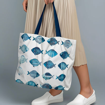 Blue School of Fish Nautical Tote Bag