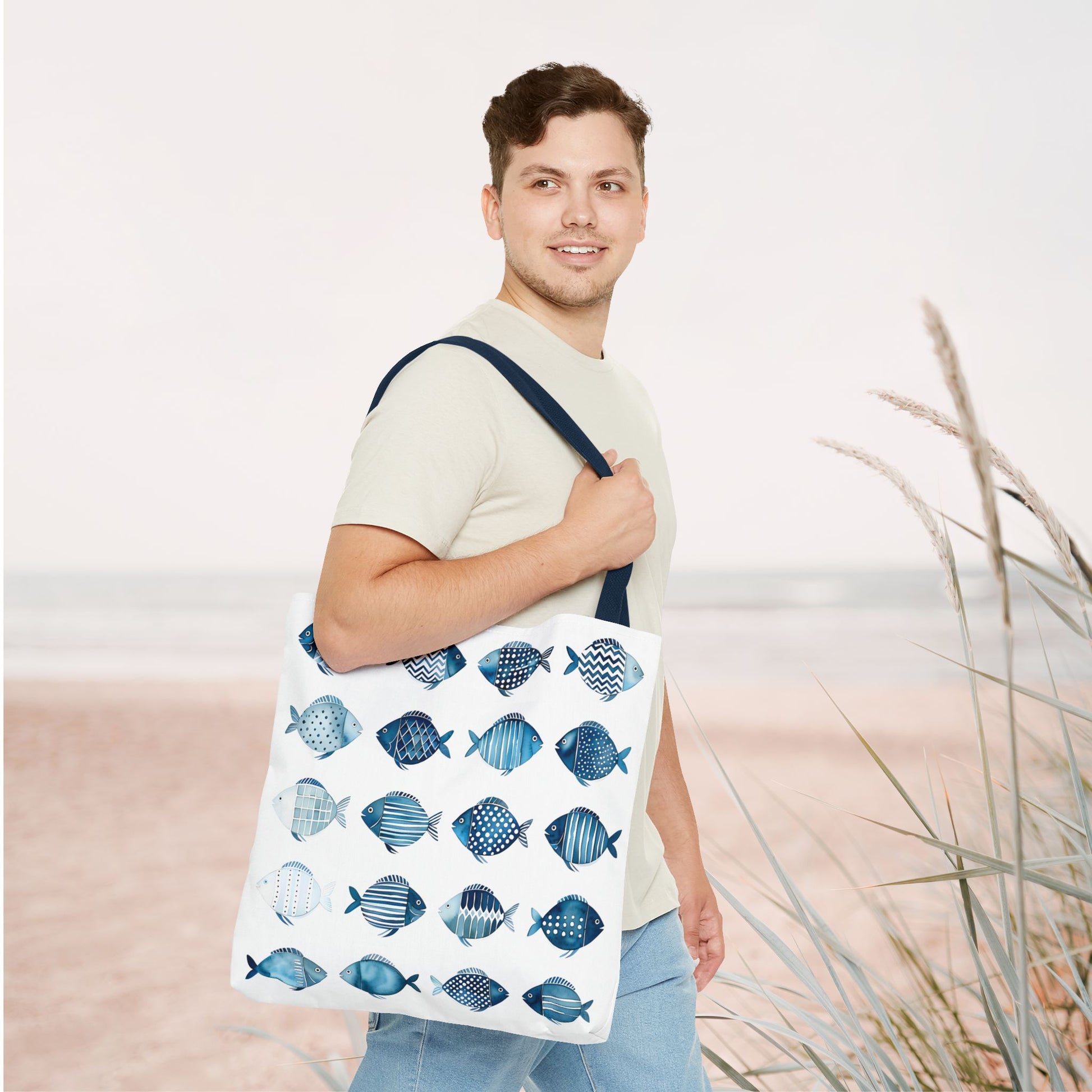 Blue School of Fish Nautical Tote Bag