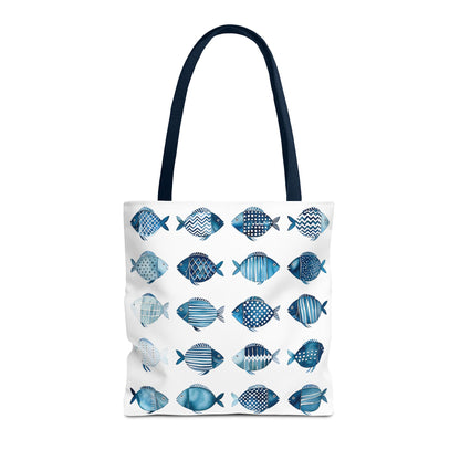 Blue School of Fish Nautical Tote Bag medium