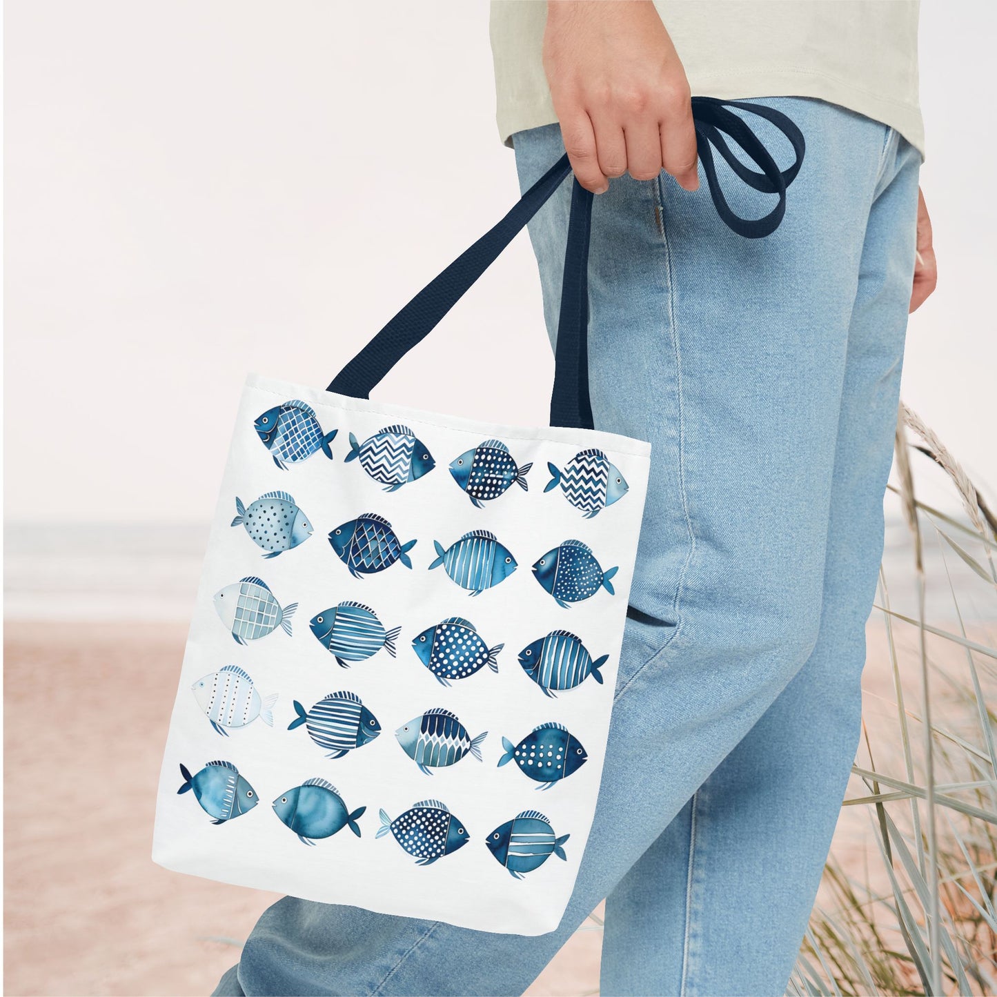 Blue School of Fish Nautical Tote Bag