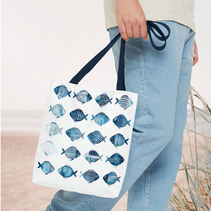 Blue School of Fish Nautical Tote Bag
