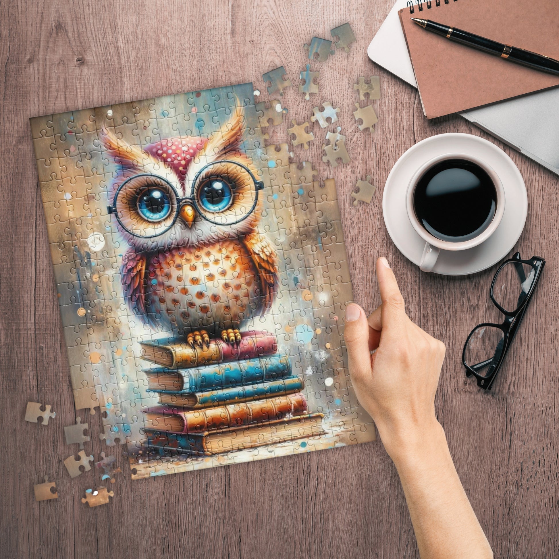 Book Owl with Glasses Jigsaw Puzzle (120, 252, 500 Pieces)