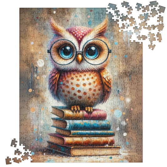 Book Owl with Glasses Jigsaw Puzzle (120, 252, 500 Pieces)