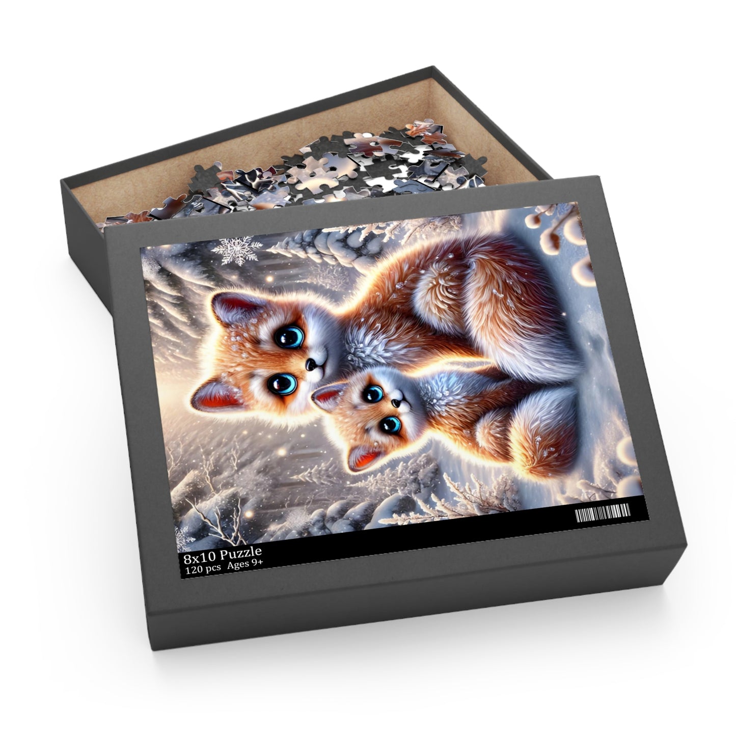 Box of Magical Foxes in Winter Landscape Jigsaw Puzzle 120 pieces