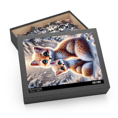 Box of Magical Foxes in Winter Landscape Jigsaw Puzzle 120 pieces