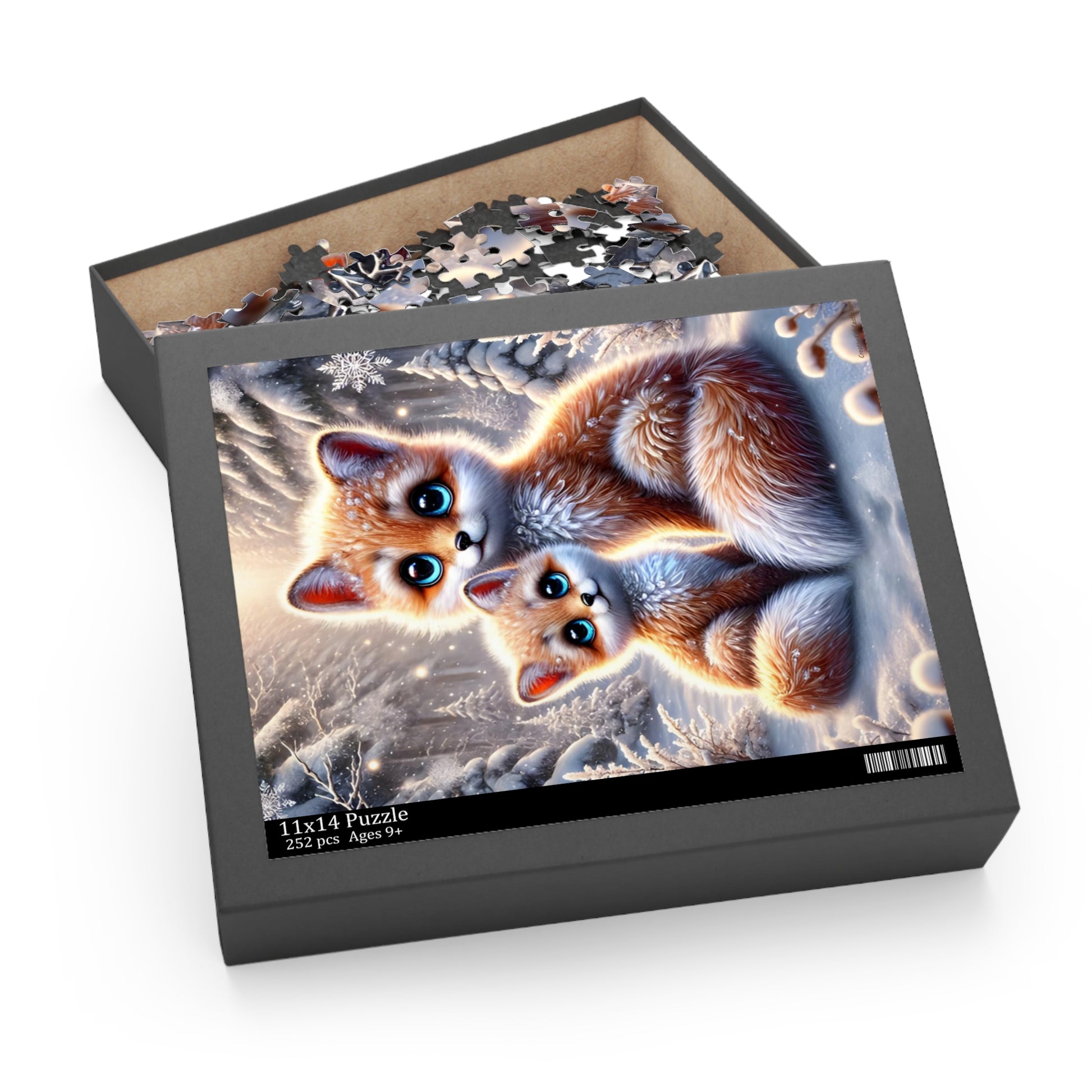 Box of Magical Foxes in Winter Landscape Jigsaw Puzzle 252 pieces
