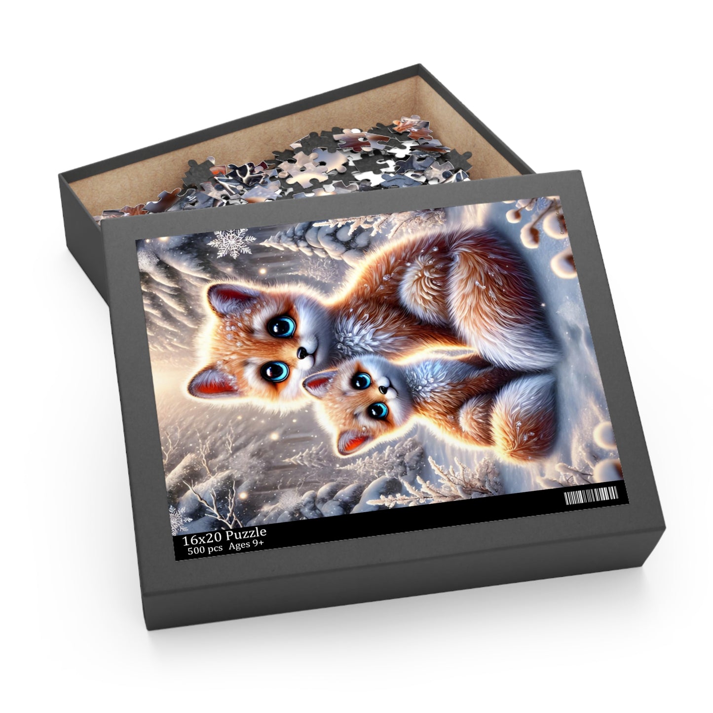 Box of Magical Foxes in Winter Landscape Jigsaw Puzzle 500 pieces