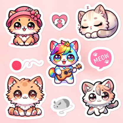 Cute Kawaii Cats & Toys Stickers