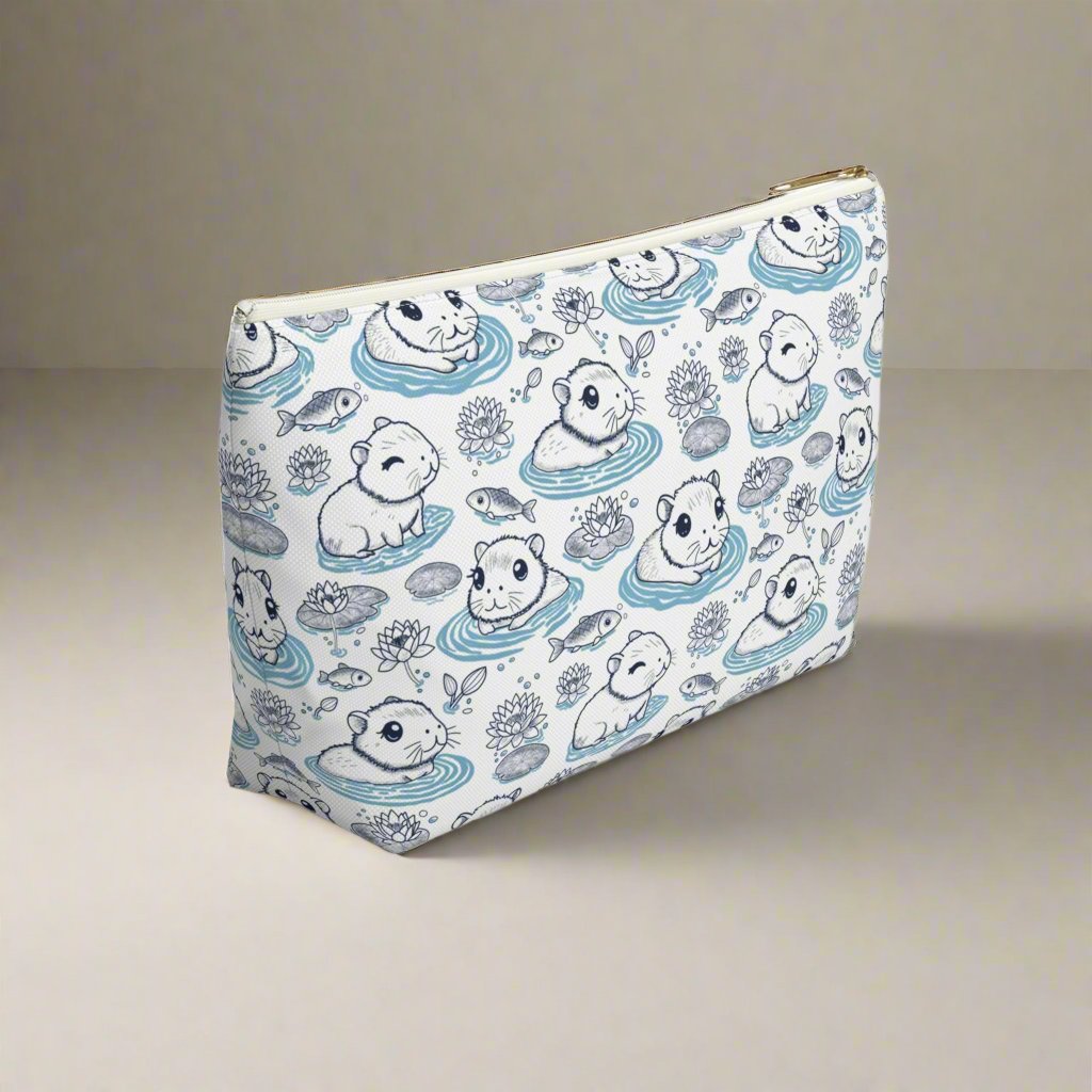 Capybaras in a Lily Pond Accessory Pouch large