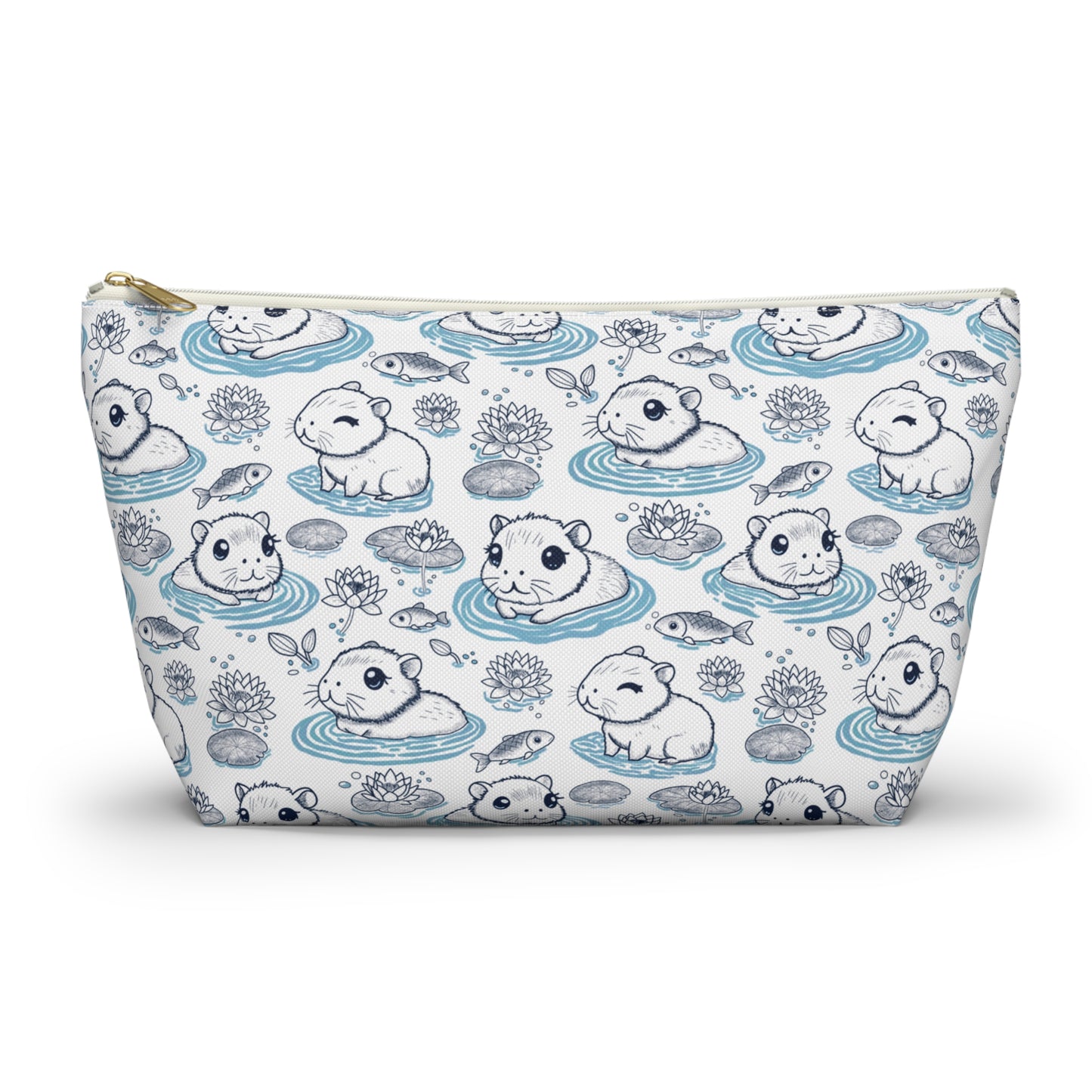 Capybaras in a Lily Pond Accessory Pouch large