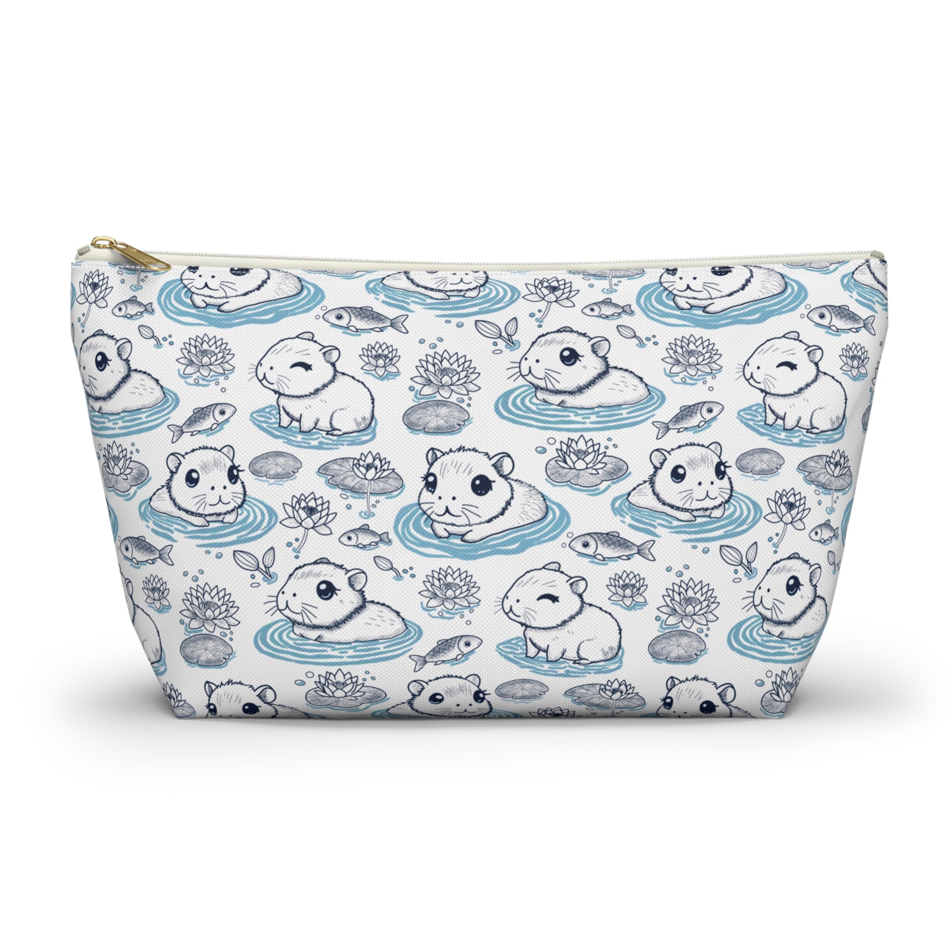 Capybaras in a Lily Pond Accessory Pouch large