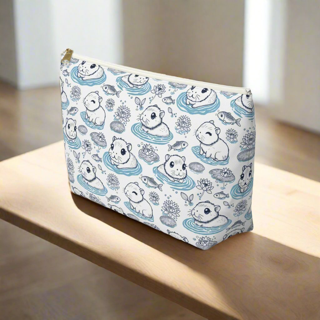 Capybaras in a Lily Pond Accessory Pouch large