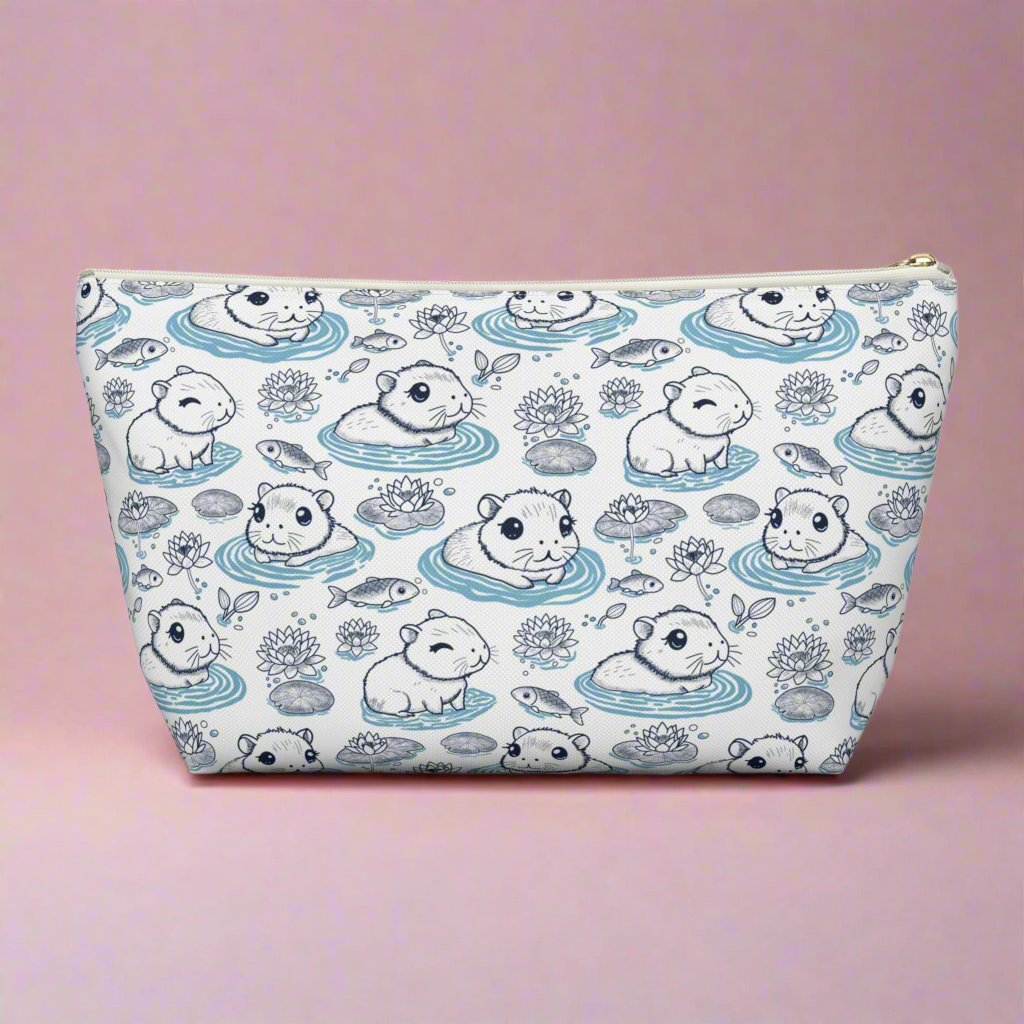 Capybaras in a Lily Pond Accessory Pouch large