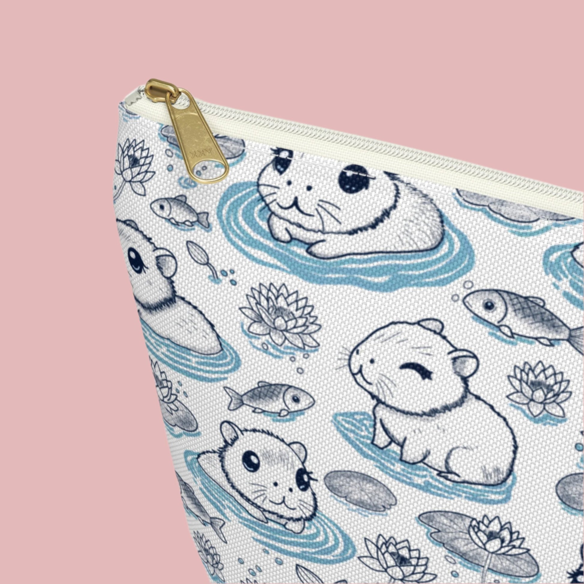 detail of Capybaras in a Lily Pond Accessory Pouch large