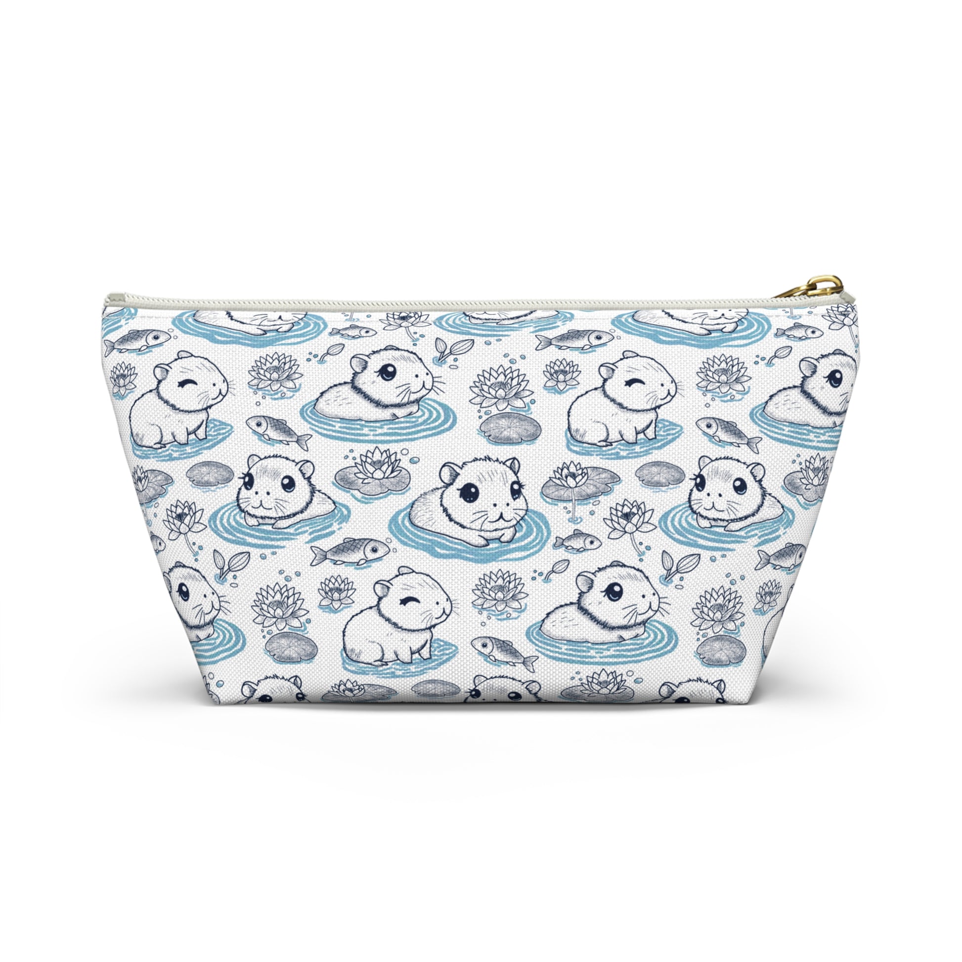 Capybaras in a Lily Pond Accessory Pouch small