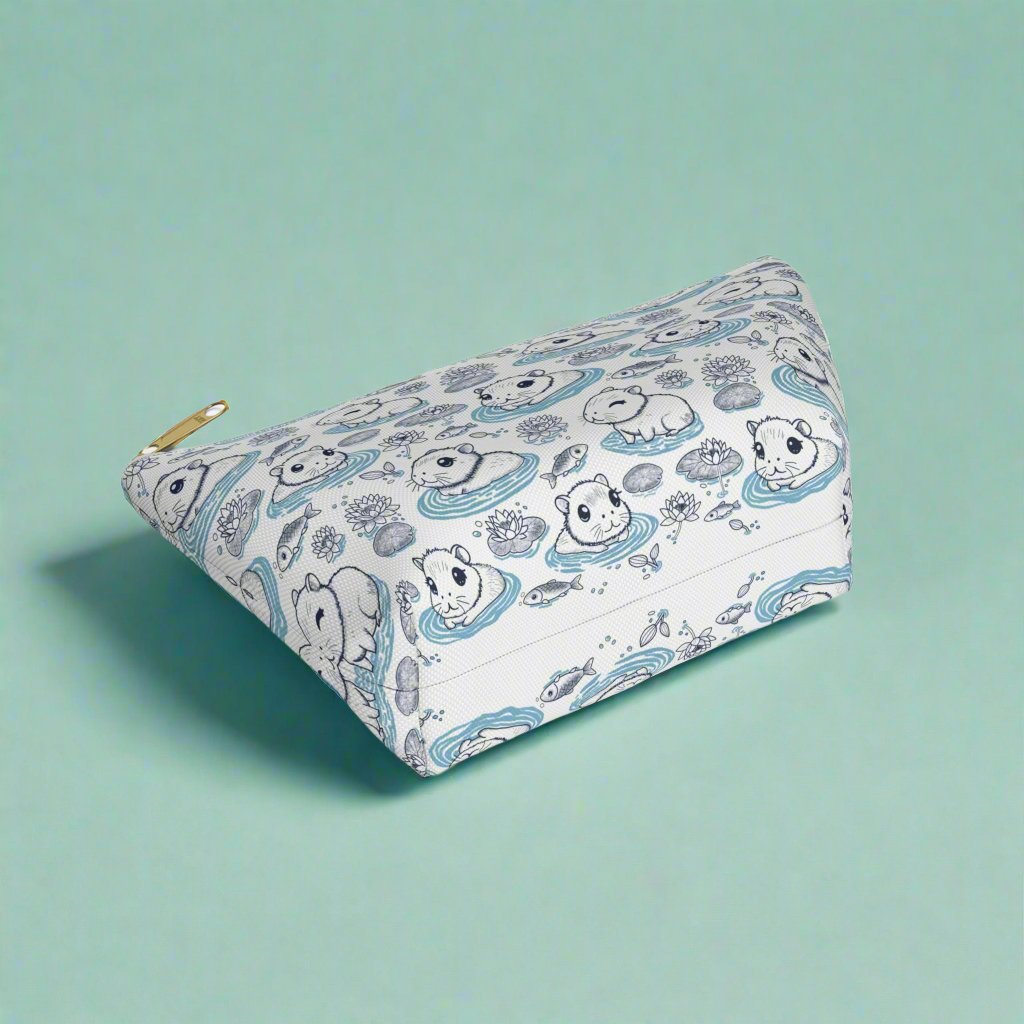 Capybaras in a Lily Pond Accessory Pouch small