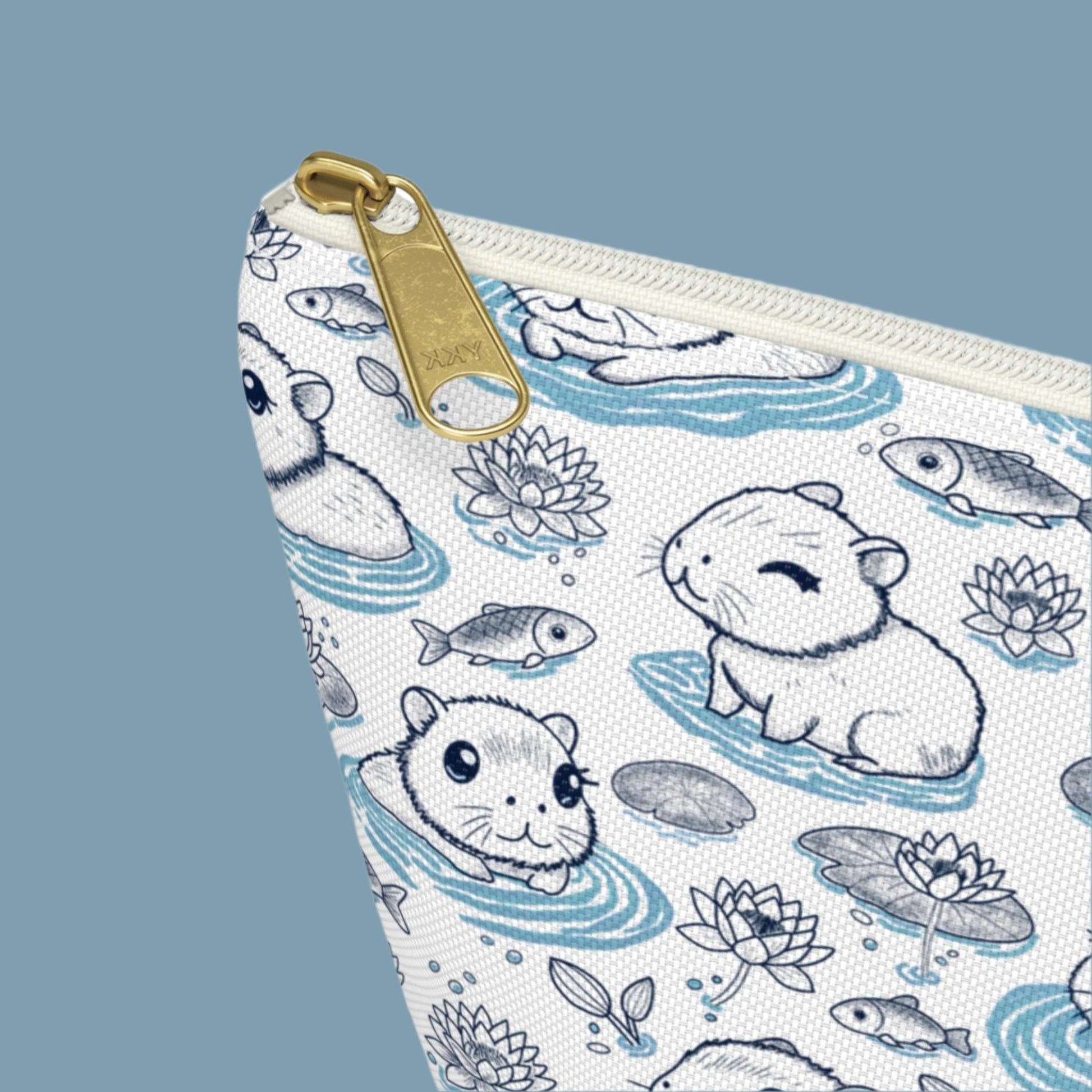 Capybaras in a Lily Pond Accessory Pouch small