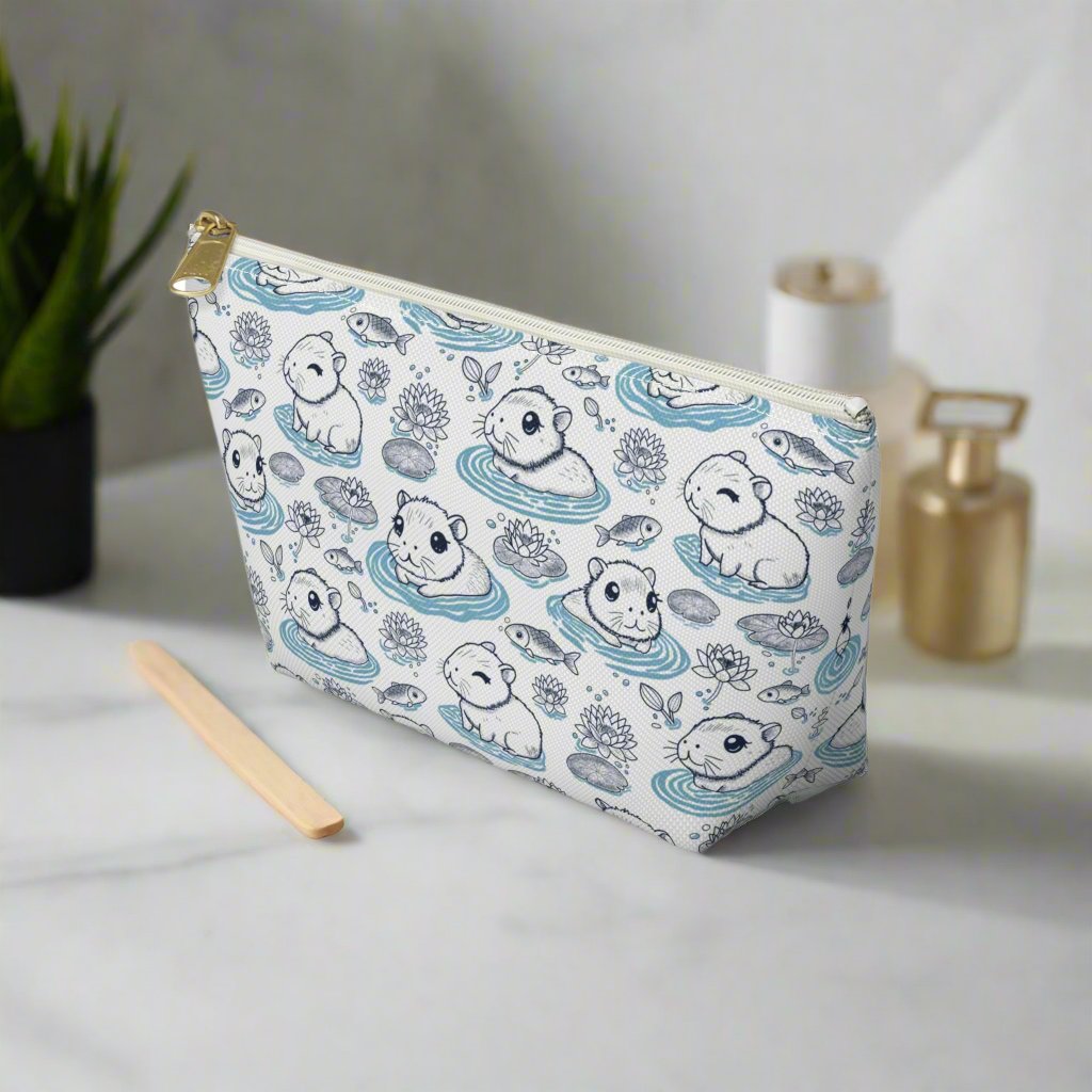 Capybaras in a Lily Pond Accessory Pouch small