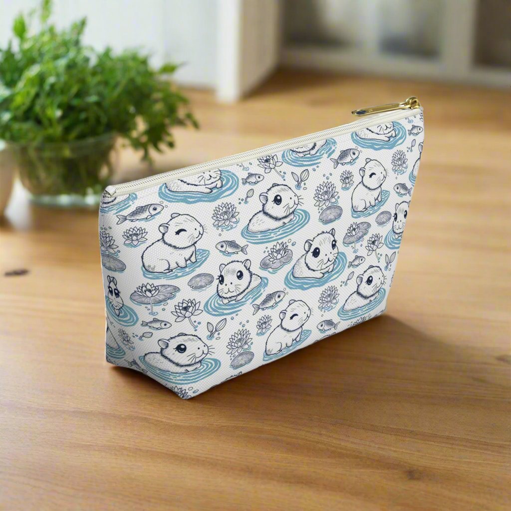 Capybaras in a Lily Pond Accessory Pouch small