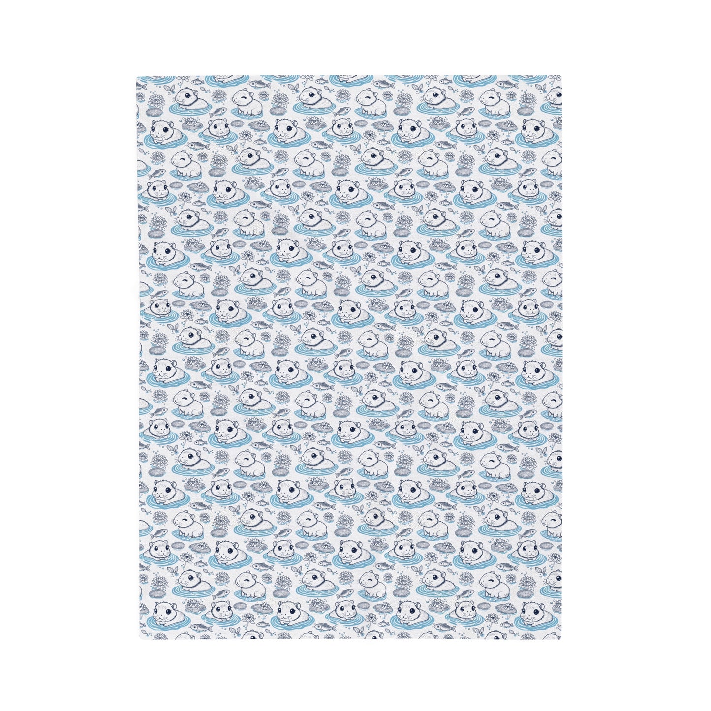 Capybaras in a Lily Pond Cozy Velveteen Plush baby Blanket