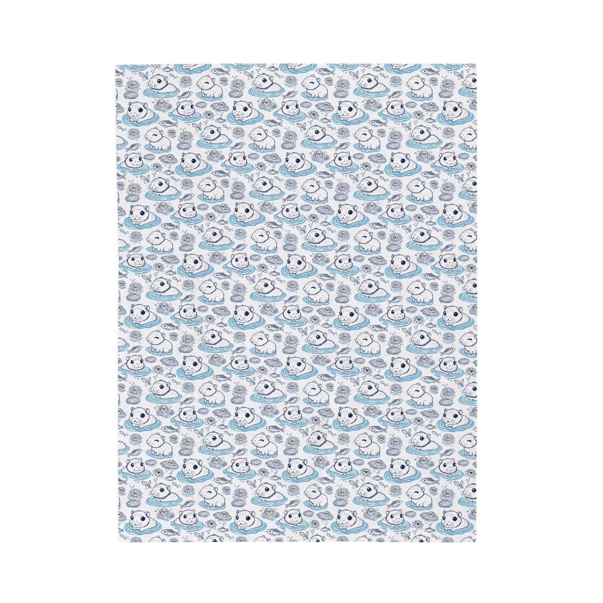 Capybaras in a Lily Pond Cozy Velveteen Plush baby Blanket