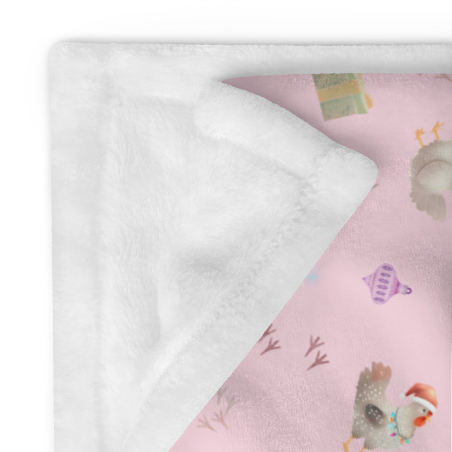 Chicken Christmas Party Pink Cozy Plush Blanket