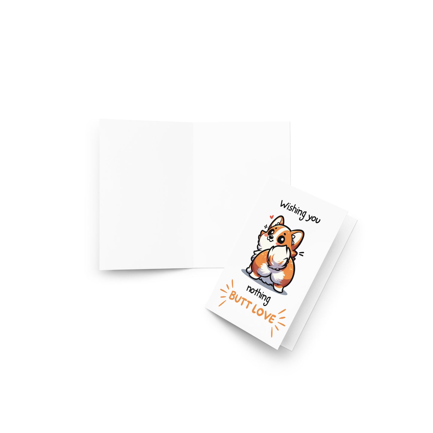 Nothing Butt Love Corgi Funny Valentine's Day Folded Card - Digital Download - Print at Home