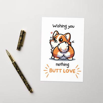 Nothing Butt Love Corgi Funny Valentine's Day Folded Card - Digital Download - Print at Home