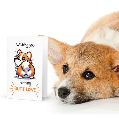 Nothing Butt Love Corgi Funny Valentine's Day Folded Card - Digital Download - Print at Home