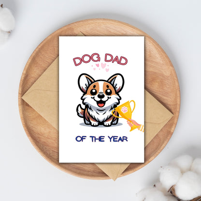 Corgi Dog Dad Of The Year Fathers Day Card