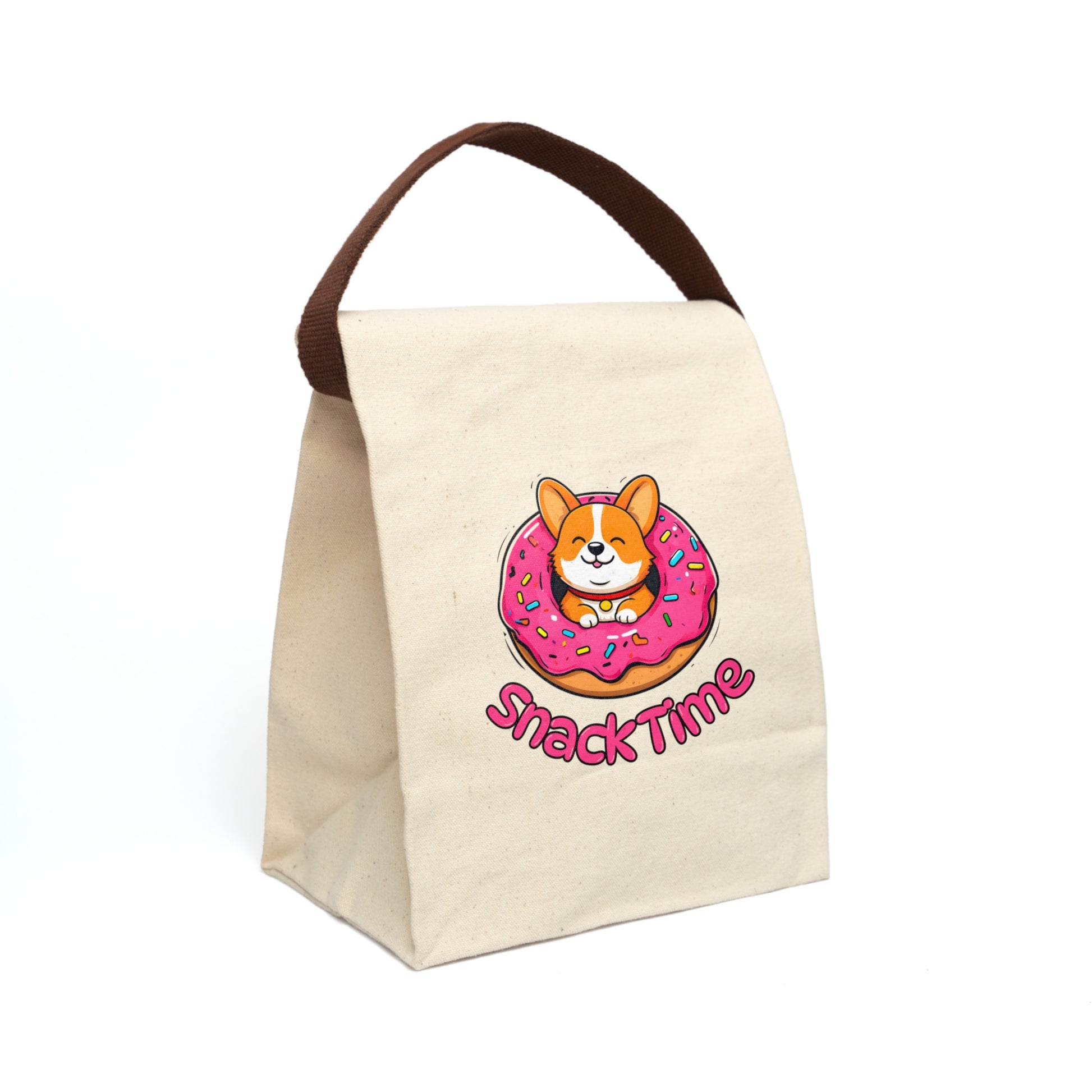 Corgi Donut Snack Time Canvas Lunch Bag